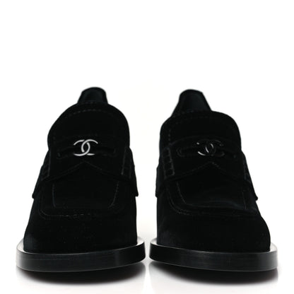 Chanel Velvet CC Mocassin Pumps 40 Black 2 of 9