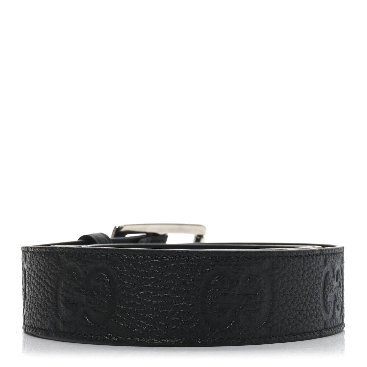 Gucci Piuma Calfskin Jumbo GG Embossed 35mm Belt 115 46 Black 2 of 5