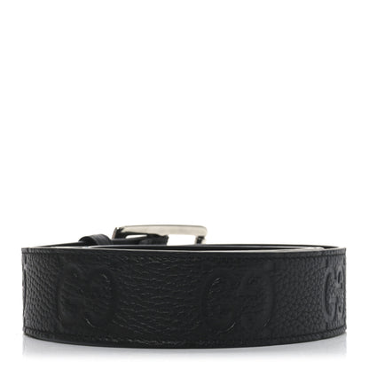 Gucci Piuma Calfskin Jumbo GG Embossed 35mm Belt 115 46 Black 2 of 5