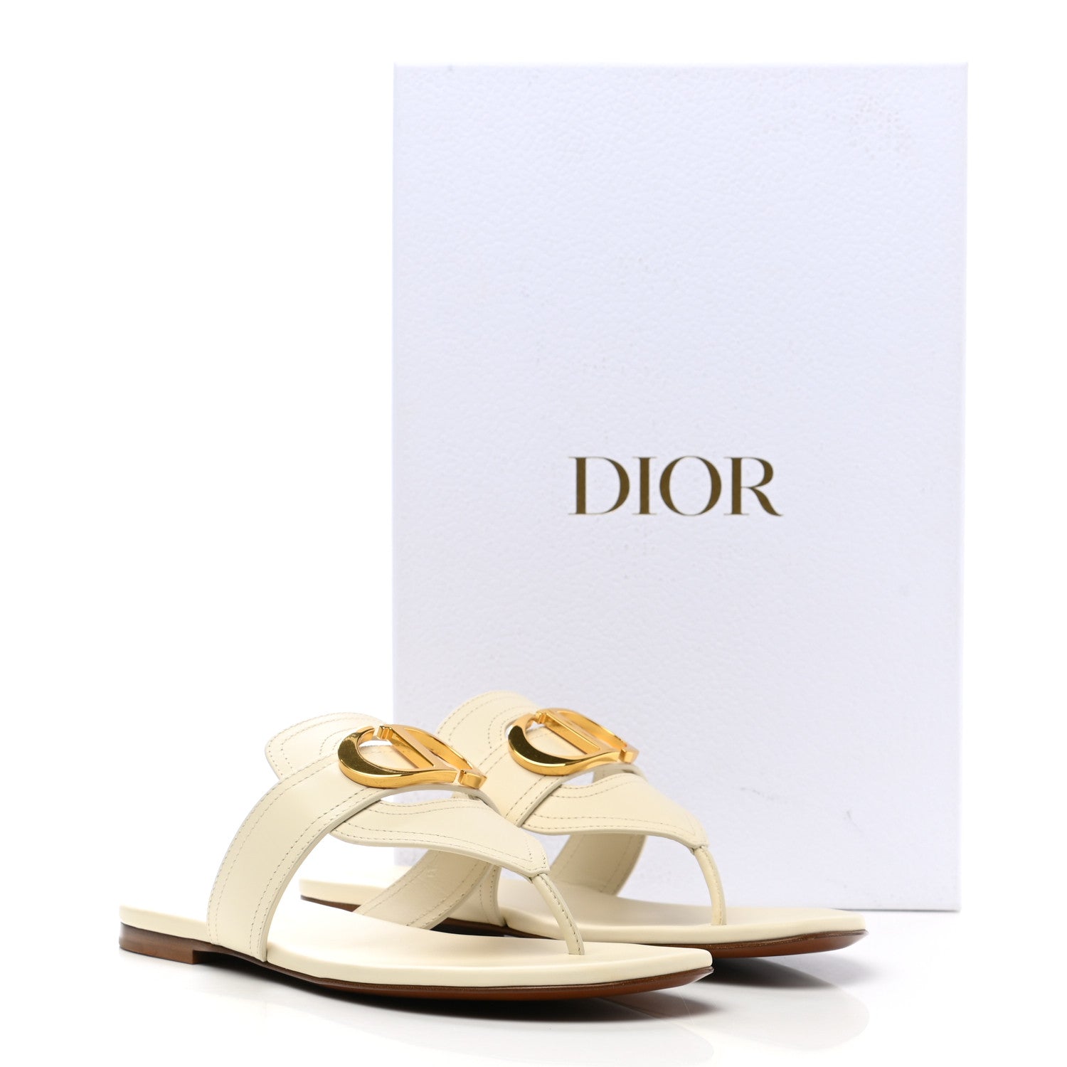 Christian Dior Calfskin 30 Montaigne Thong Sandals 36.5 White 9 of 9