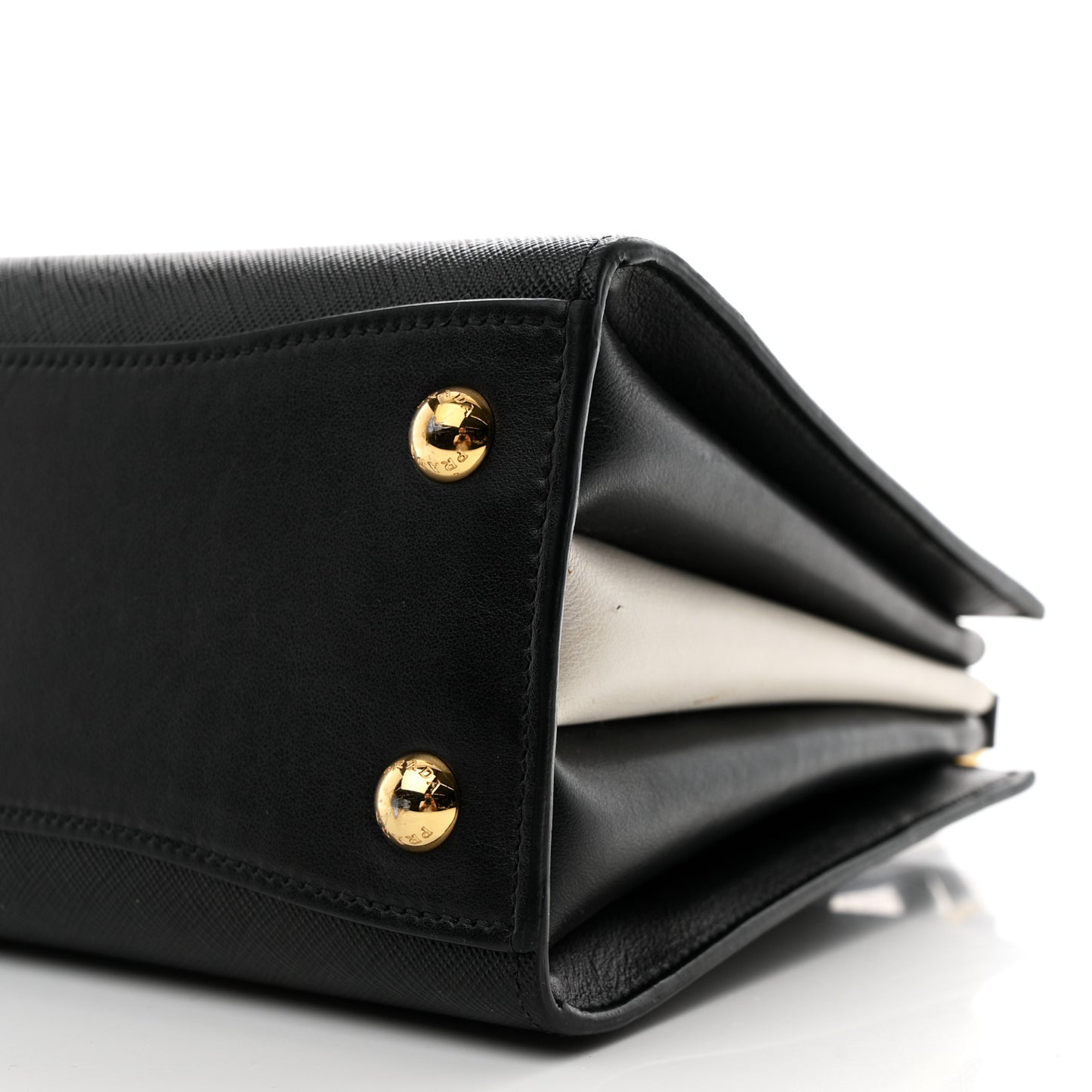 Saffiano City Calfskin Mini Bibliothèque Top Handle Black White