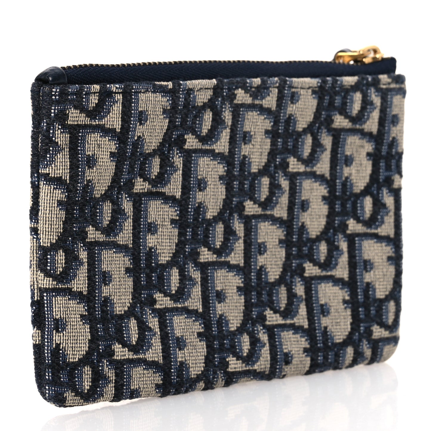 Oblique Zipped Card Holder Blue