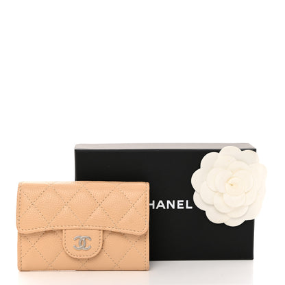 Chanel Caviar Quilted Flap Card Holder Wallet Beige 9 of 9