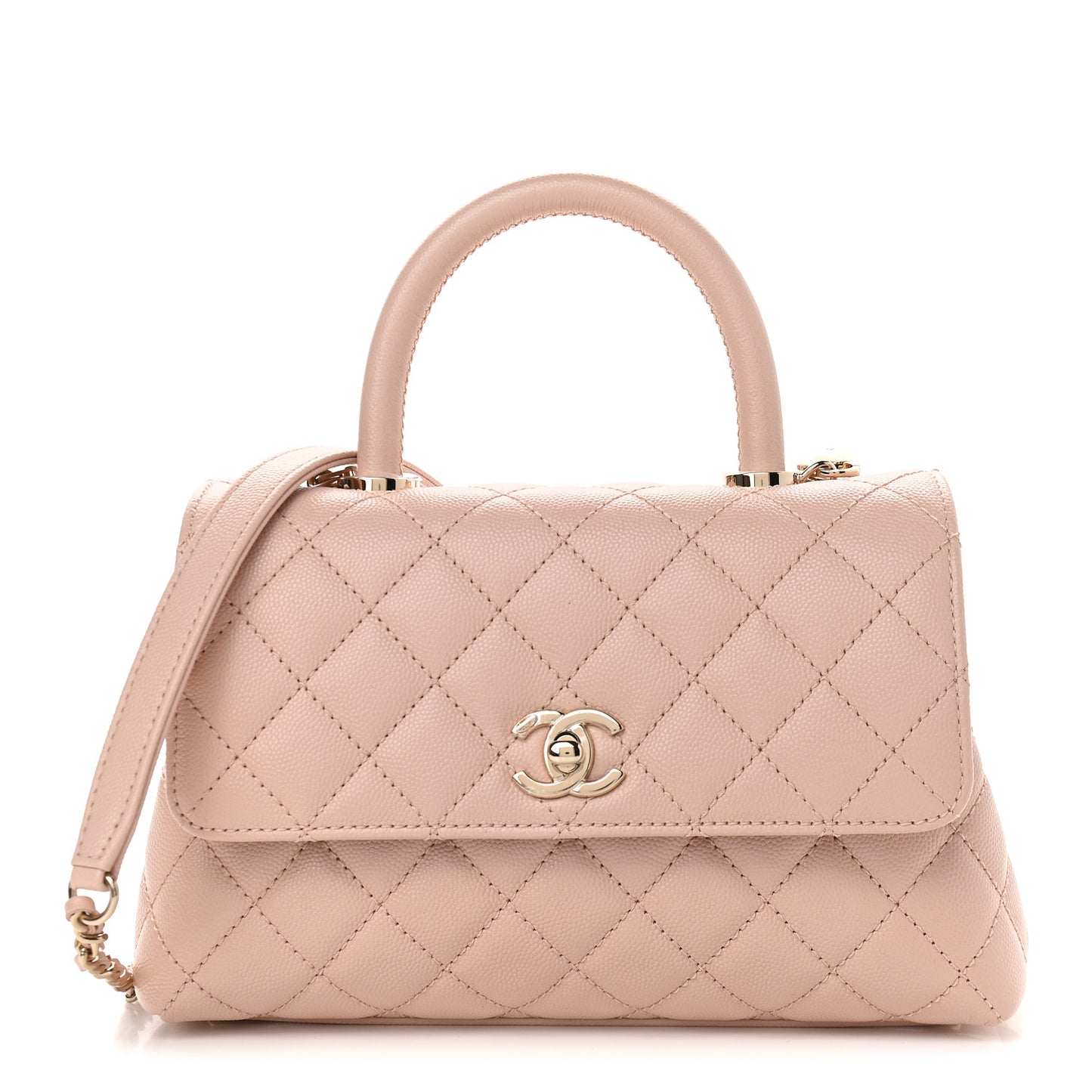 Caviar Quilted Mini Coco Handle Flap Pink