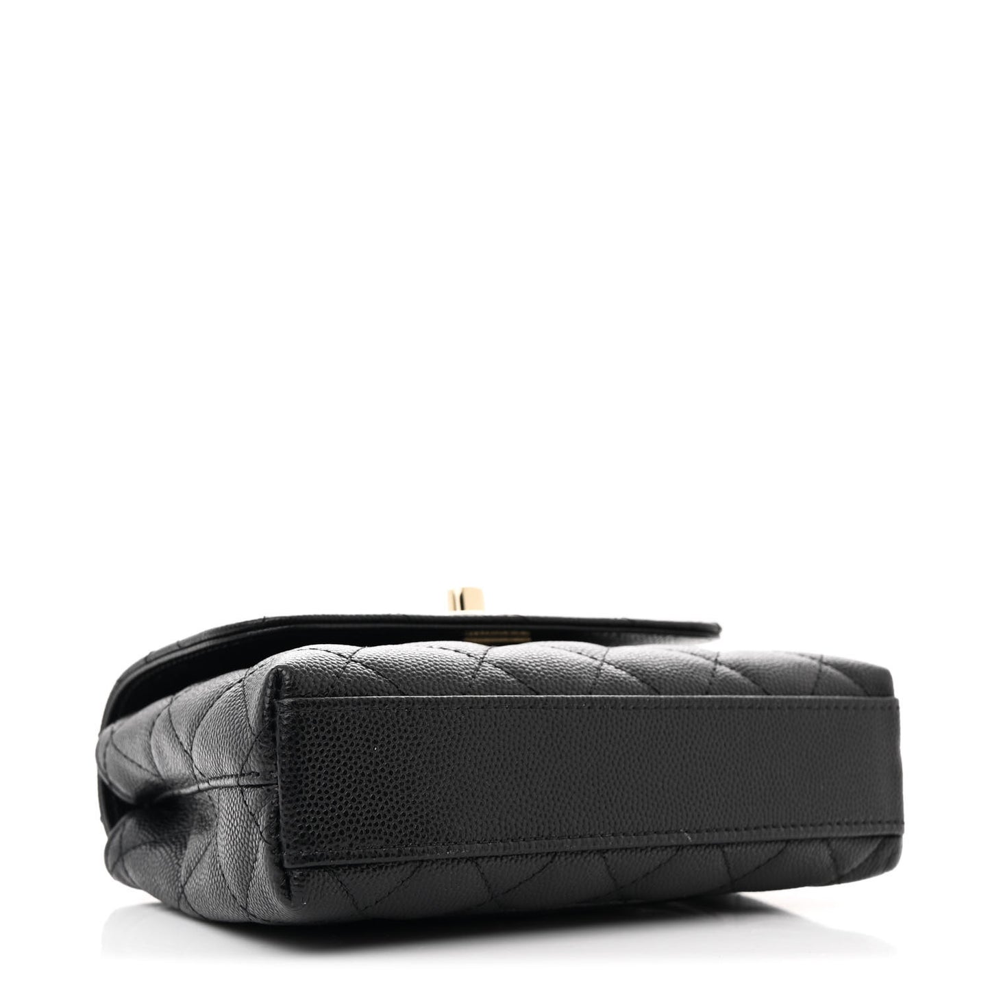Caviar Quilted Coco Handle Clutch With Chain Black