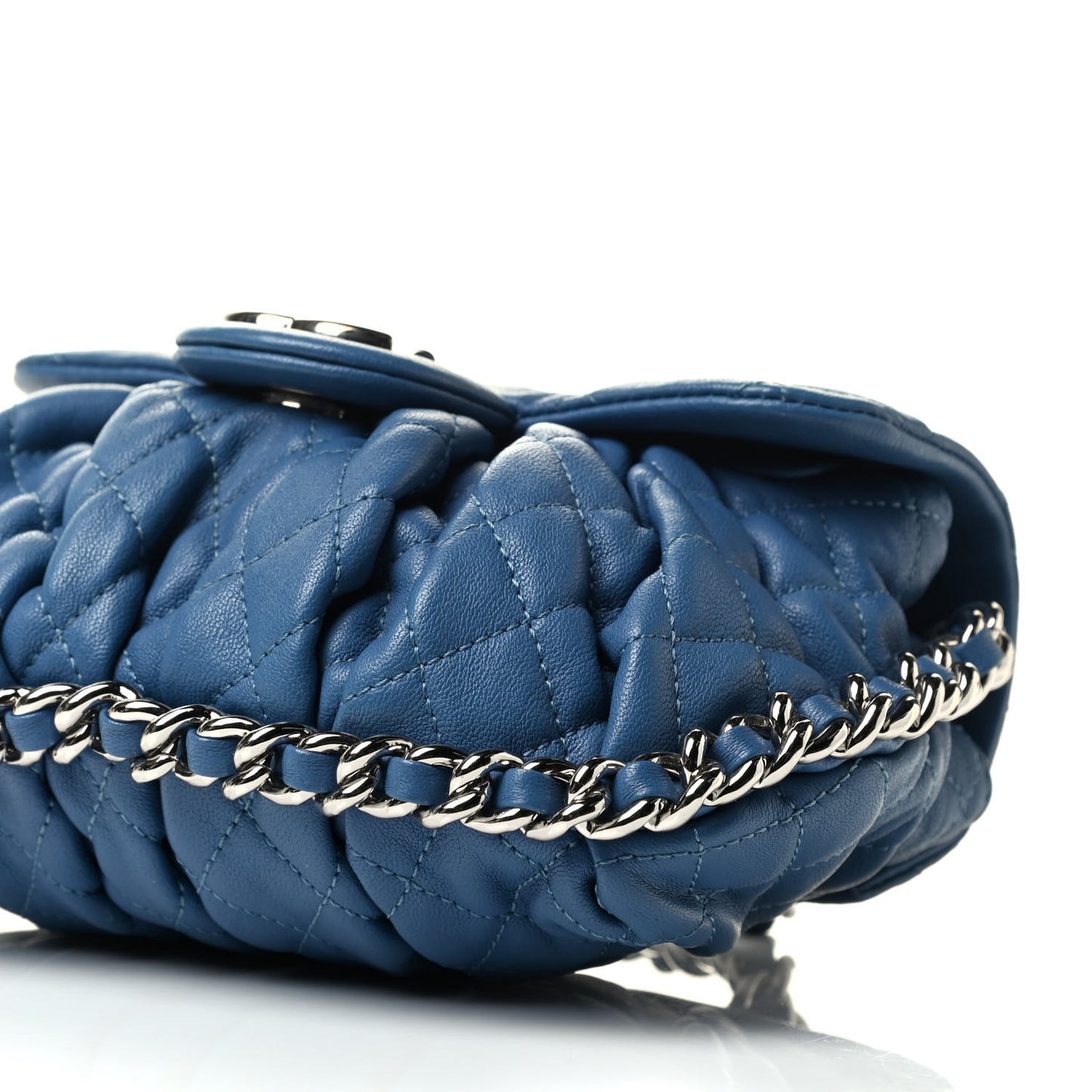 Washed Lambskin Quilted Mini Chain Around Messenger Blue