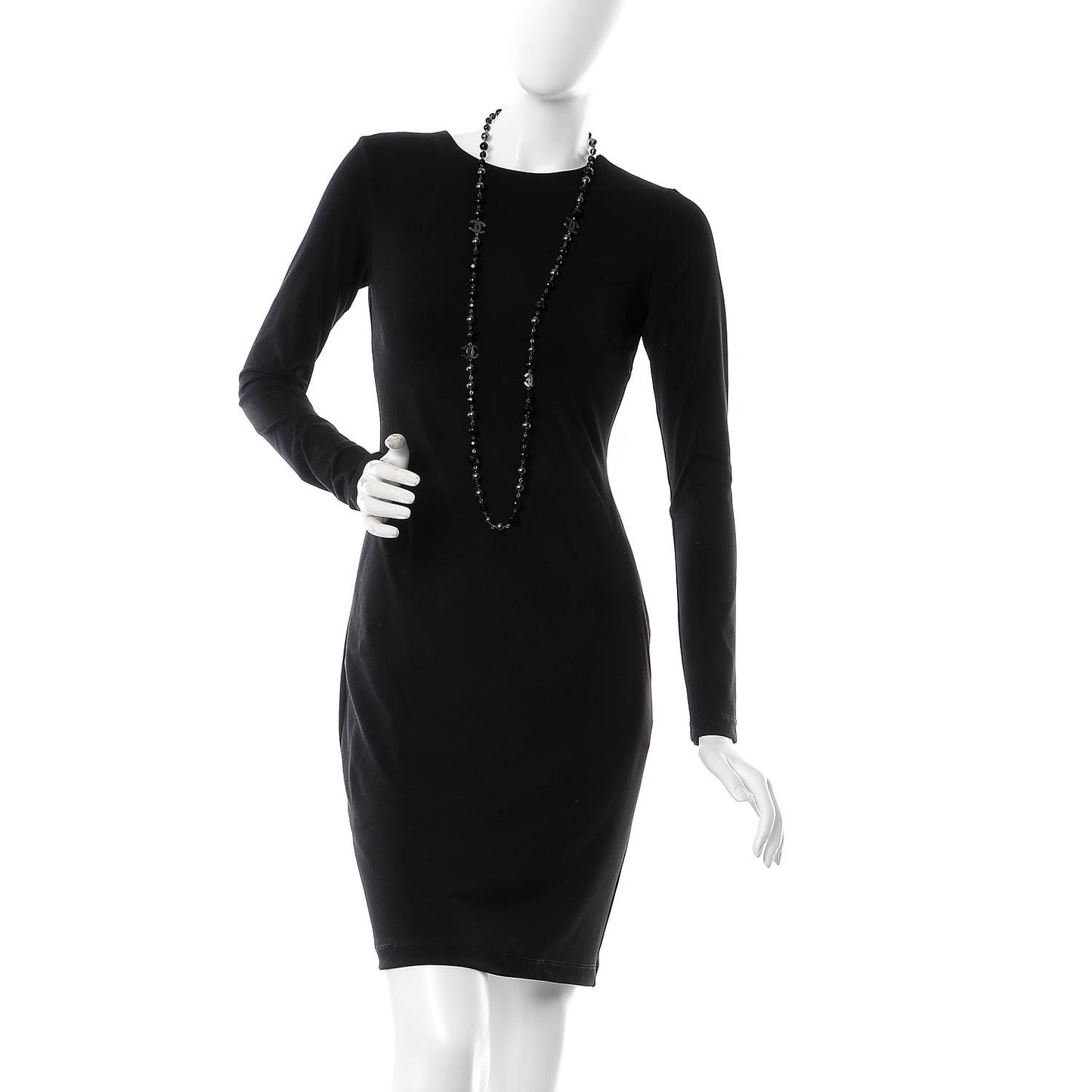 Ruthenium Beaded CC Long Necklace Black