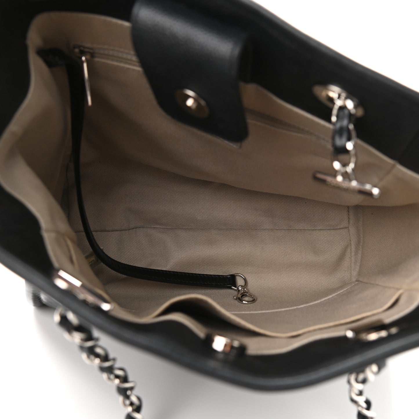 Glazed Calfskin Mini Deauville Tote Black