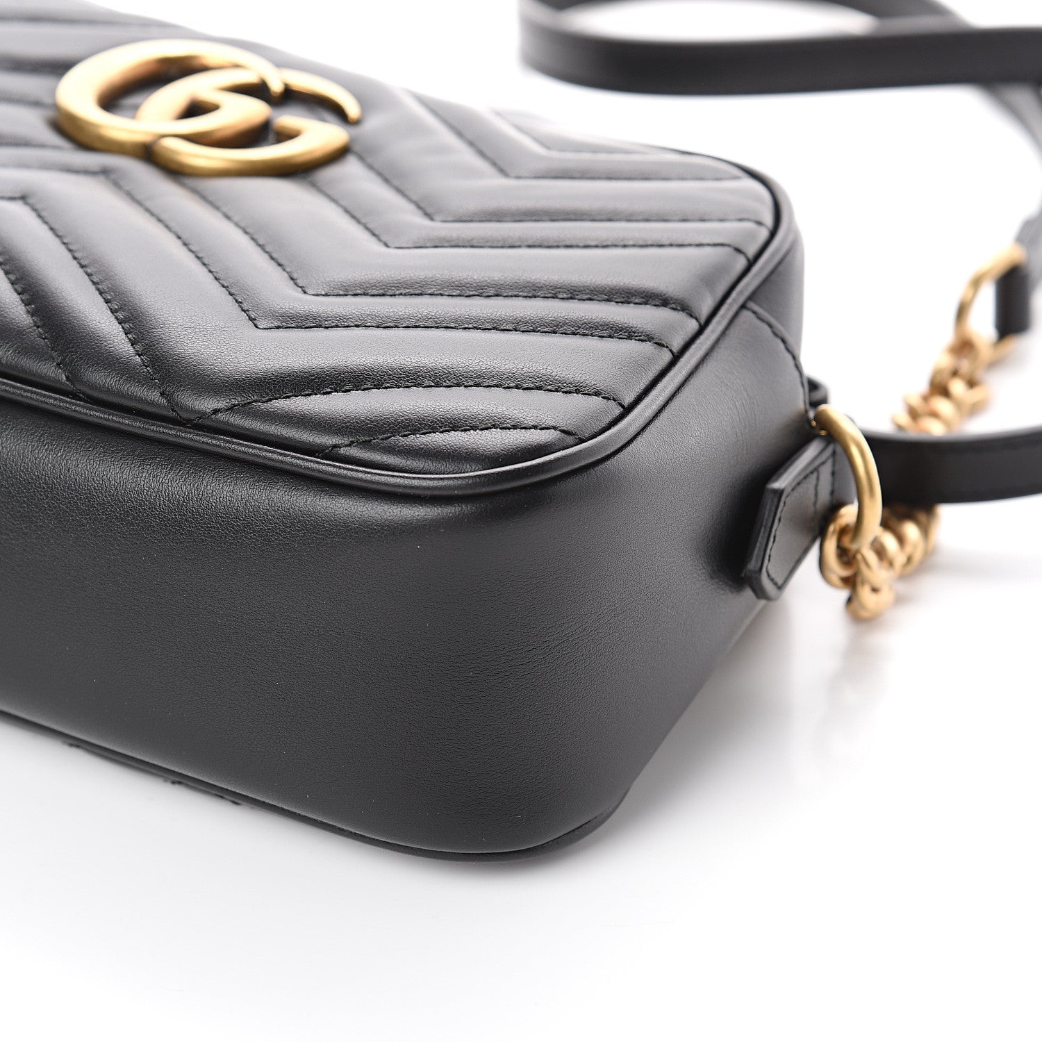 Gucci Calfskin Matelasse Small GG Marmont Chain Shoulder Bag Black 8 of 8