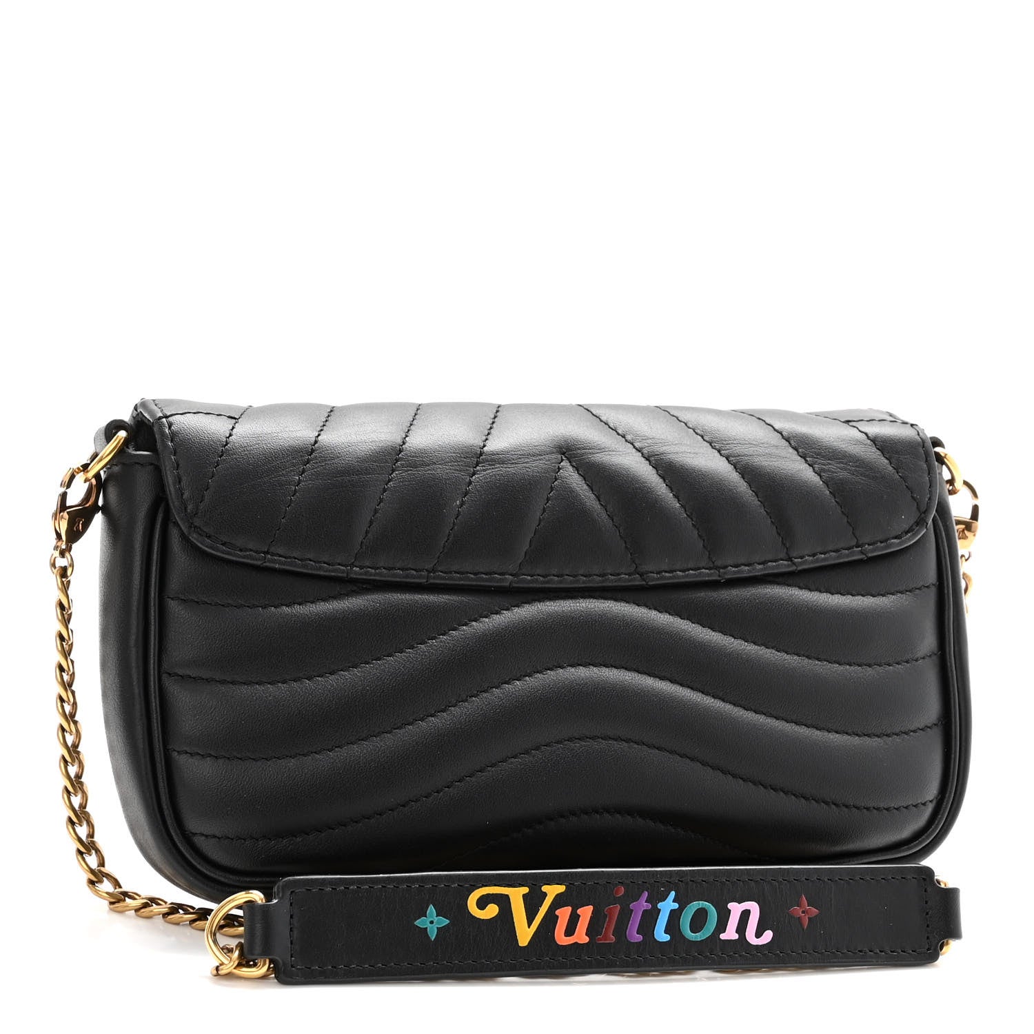 Louis Vuitton Calfskin New Wave Chain Pochette Black 3 of 9