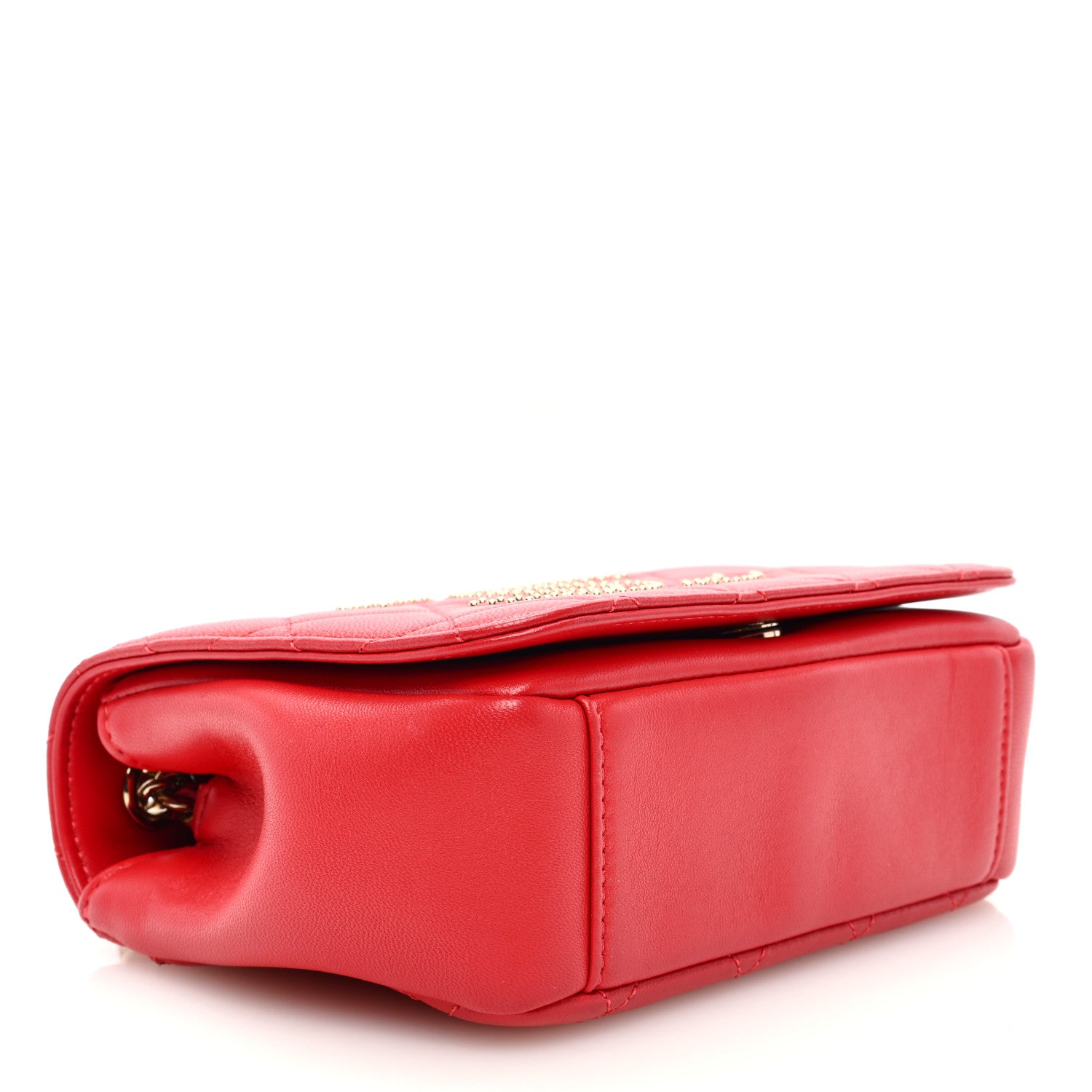 Chanel Lambskin Quilted Studded Beauty Begins Flap Red 4 of 10