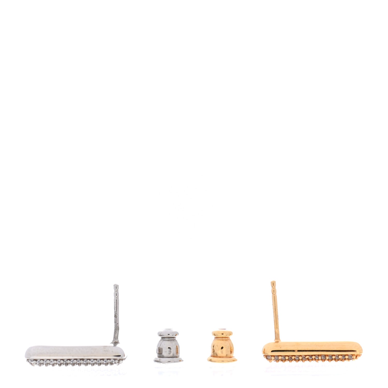 Fendi Metal Crystal FF Stud Earrings Gold Silver 3 of 5