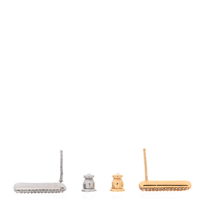 Fendi Metal Crystal FF Stud Earrings Gold Silver 3 of 5