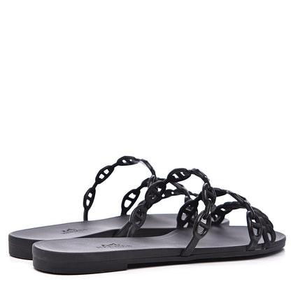 Hermes Rubber Chaine d'Ancre Rivage Sandals 37 Black 4 of 8