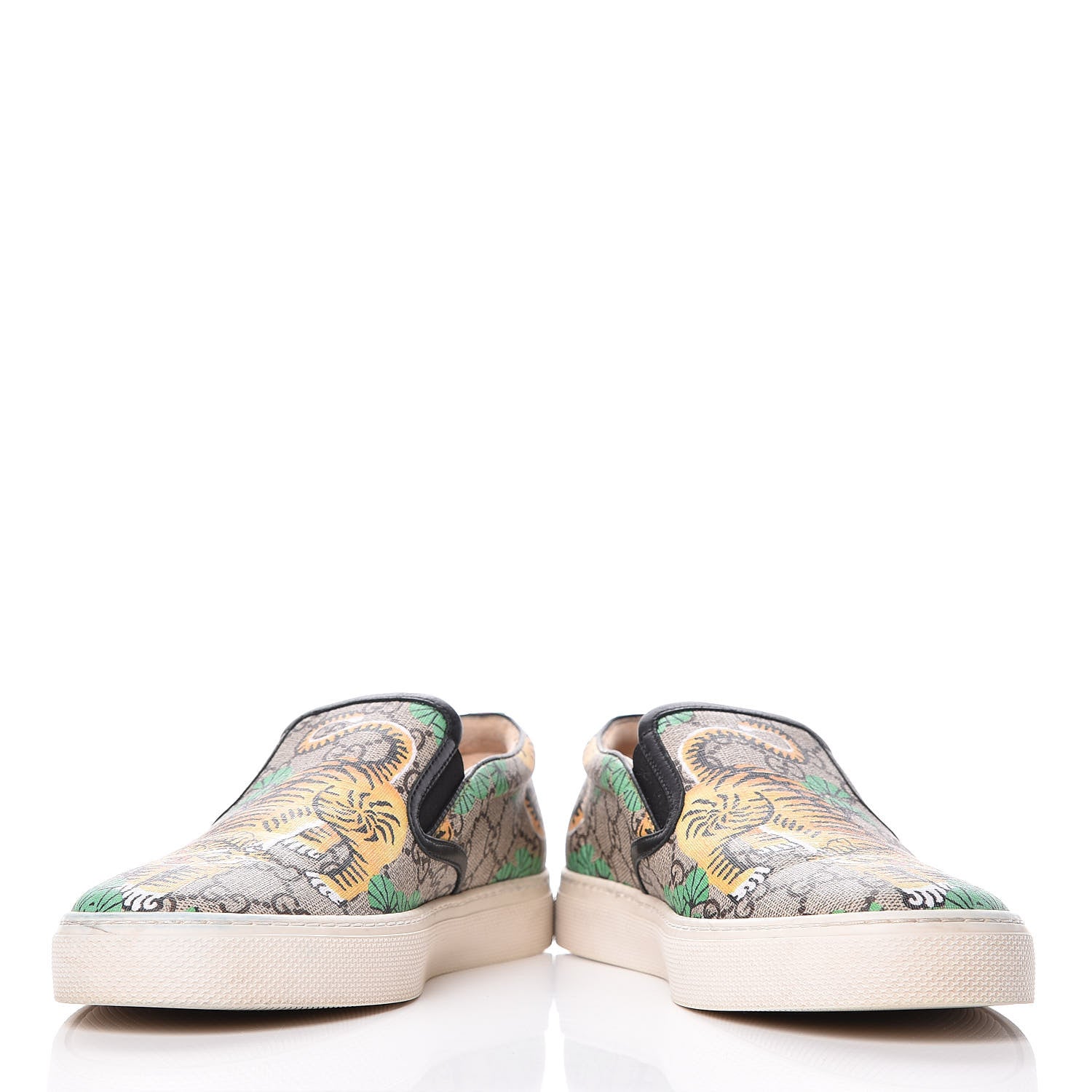 Gucci GG Supreme Monogram Bengal Mens Dublin Slip On Sneakers 8 Beige Yard 5 of 13