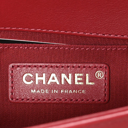 Chanel Calfskin Quilted Small Boy Logo Top Handle Flap Red 6 of 10