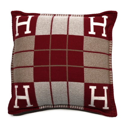Hermes Wool Cashmere Avalon III Pillow PM Ecru Rouge 1 of 3