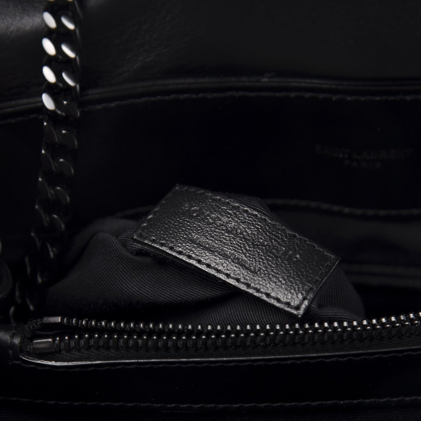 Calfskin Y Quilted Monogram Medium Loulou Chain Satchel Black