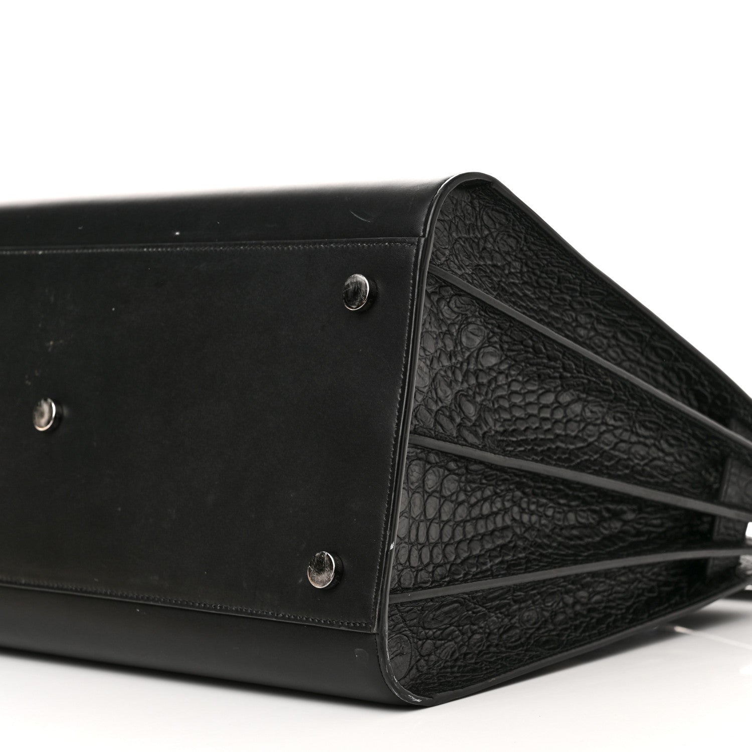 Saint Laurent Calfskin Crocodile Embossed Large Sac De Jour Carryall Black 10 of 13