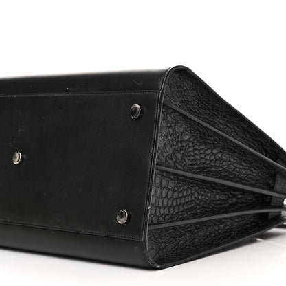 Saint Laurent Calfskin Crocodile Embossed Large Sac De Jour Carryall Black 10 of 13
