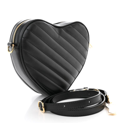 Gucci Calfskin Matelasse Diagonal Mini Interlocking G Heart Shoulder Bag Black 3 of 11