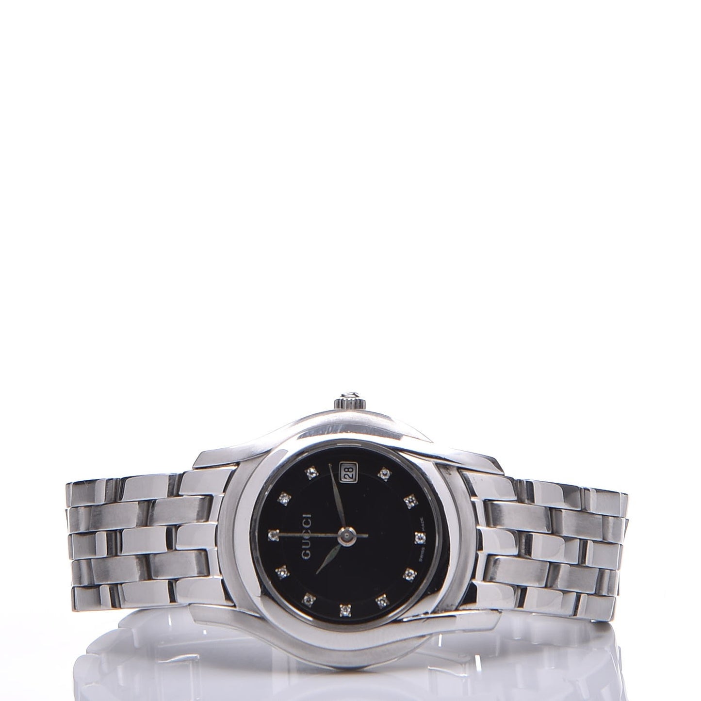 Stainless Steel Diamond 27mm 5500L Quartz Watch Black