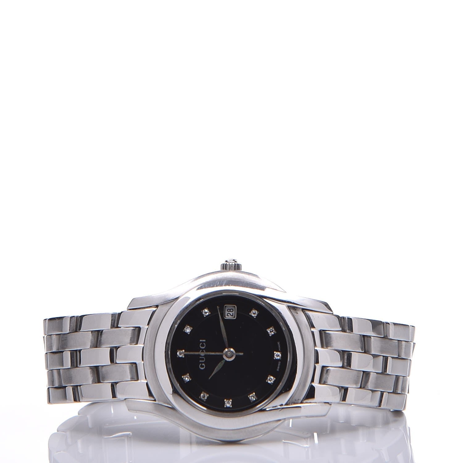 Gucci Stainless Steel Diamond 27mm 5500L Quartz Watch Black 3 of 6