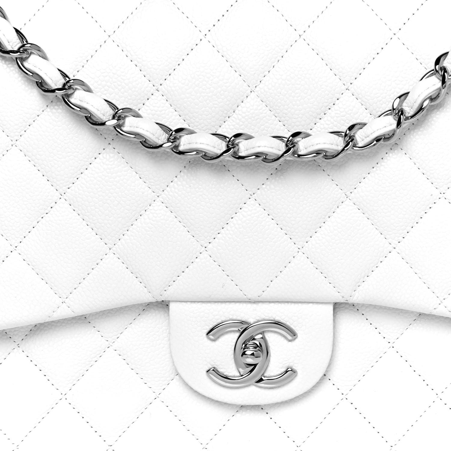 Chanel Caviar Quilted Maxi Double Flap White 8 of 11