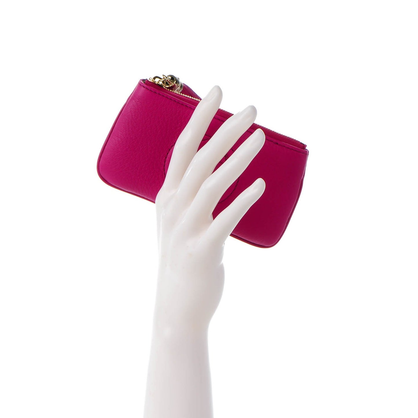 Pebbled Calfskin Soho Key Case Bright Bougainvillea