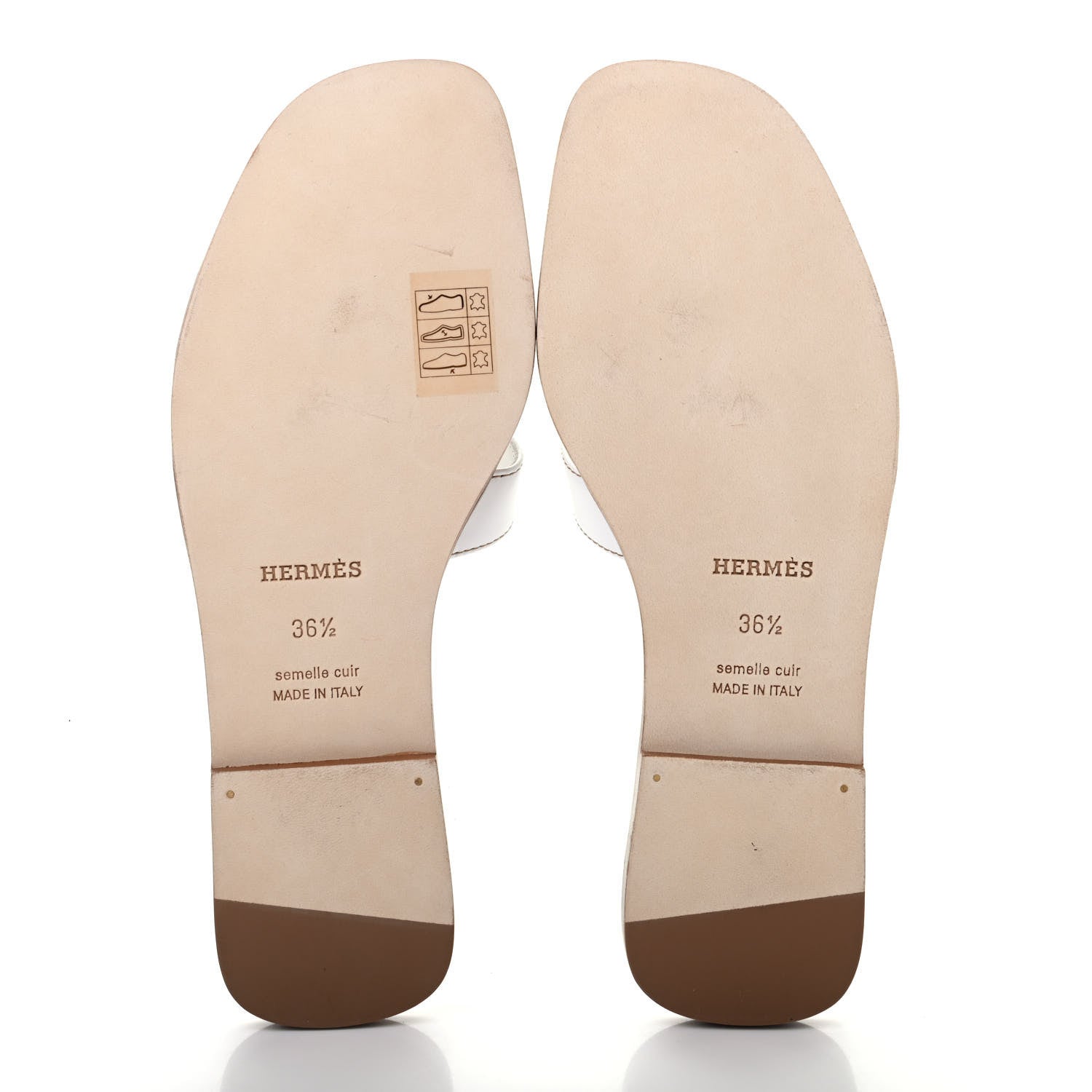 Hermes Box Calfskin Oran Sandals 36.5 White 5 of 8