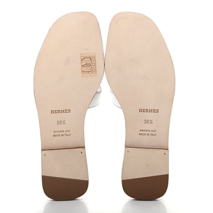 Hermes Box Calfskin Oran Sandals 36.5 White 5 of 8