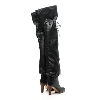 Gucci Deauville Calfskin Cinched Over The Knee High Boots 37 Black 4 of 8