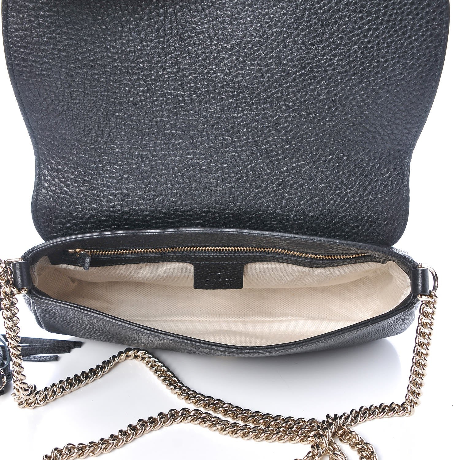 Gucci Pebbled Calfskin Medium Soho Flap Crossbody Black 5 of 7