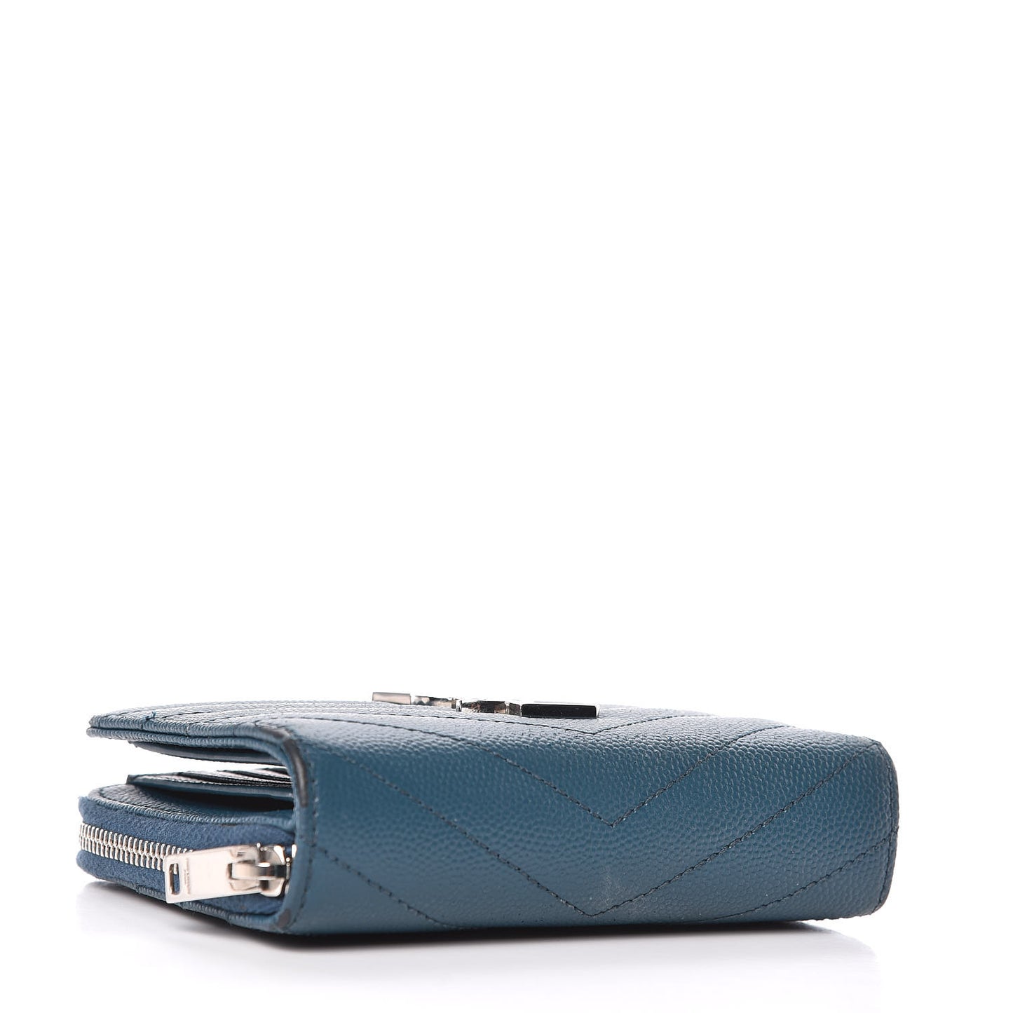 Grain De Poudre Matelasse Compact Zip Around Wallet Peacock Green