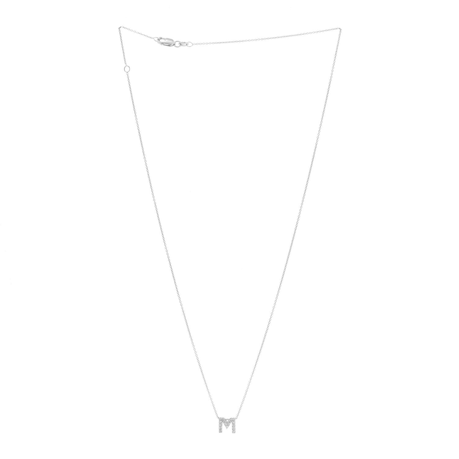 Roberto Coin 18K White Gold Diamond Love Letter M Pendant Necklace 3 of 6