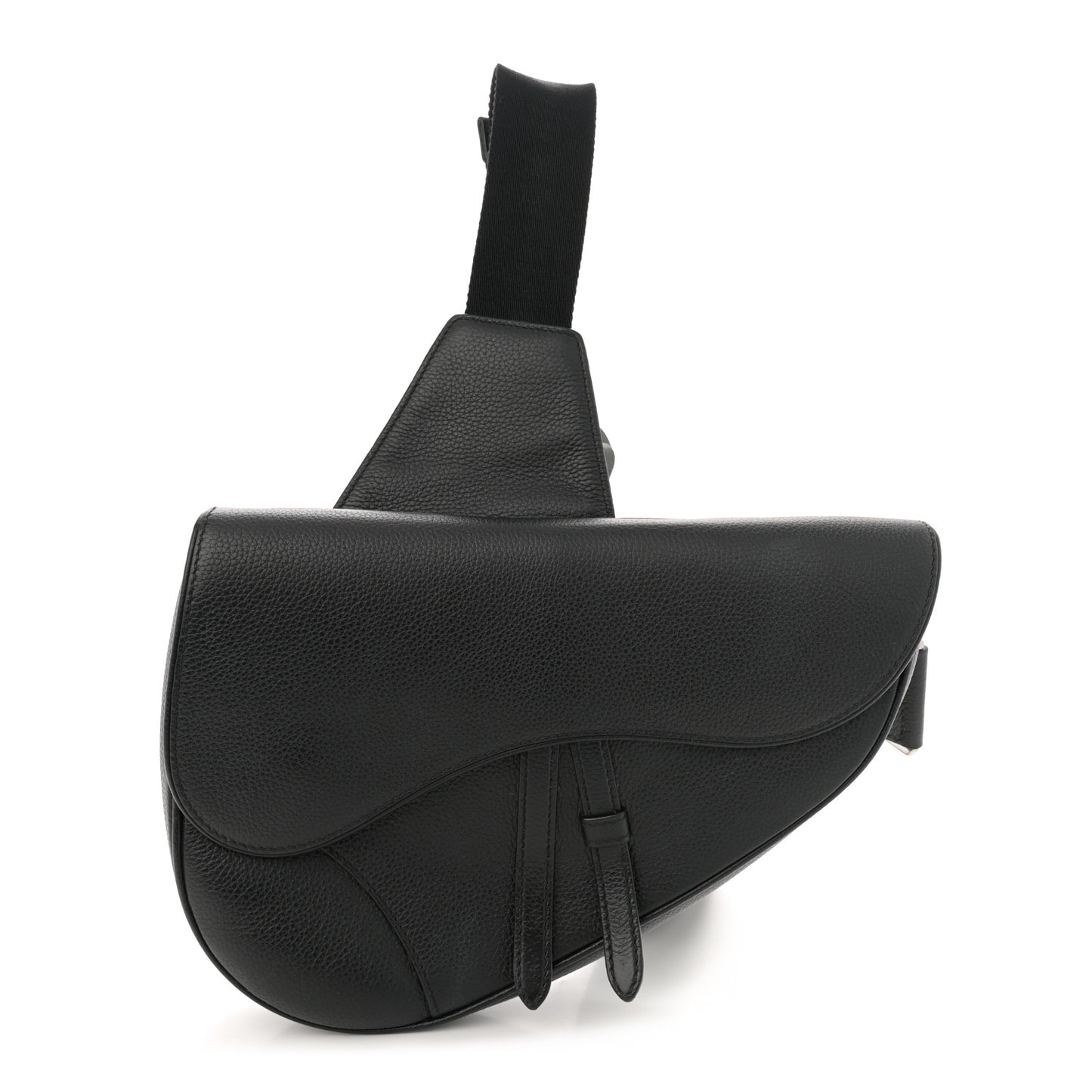Grained Calfskin Mens Saddle Bag Black