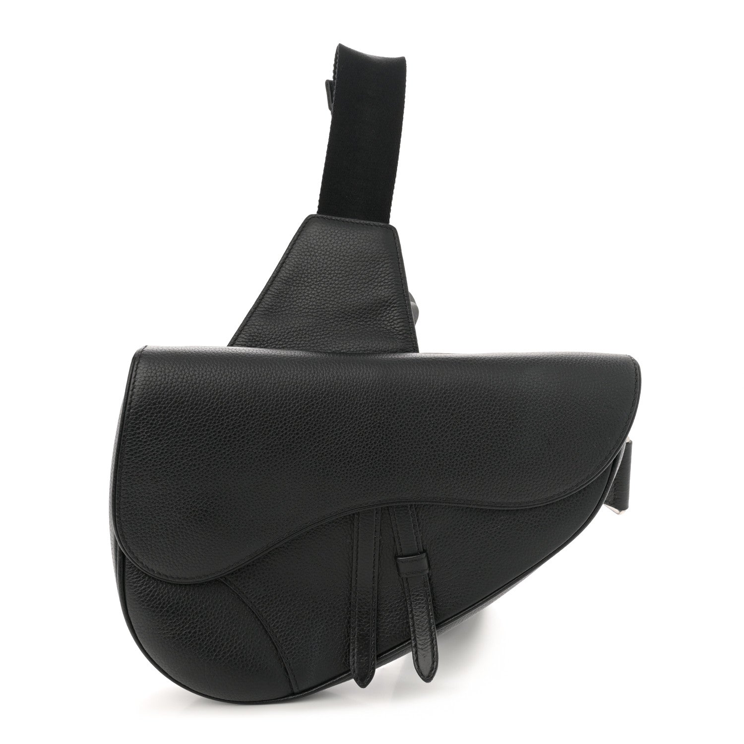 Christian Dior Grained Calfskin Mens Saddle Bag Black 1 of 14