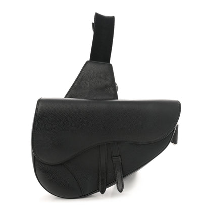Christian Dior Grained Calfskin Mens Saddle Bag Black 1 of 14