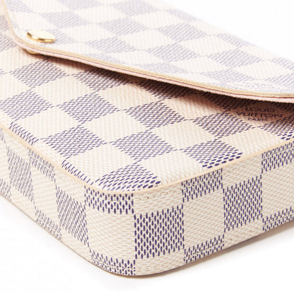 Louis Vuitton Damier Azur Pochette Felicie Chain Wallet Rose Ballerine 4 of 8