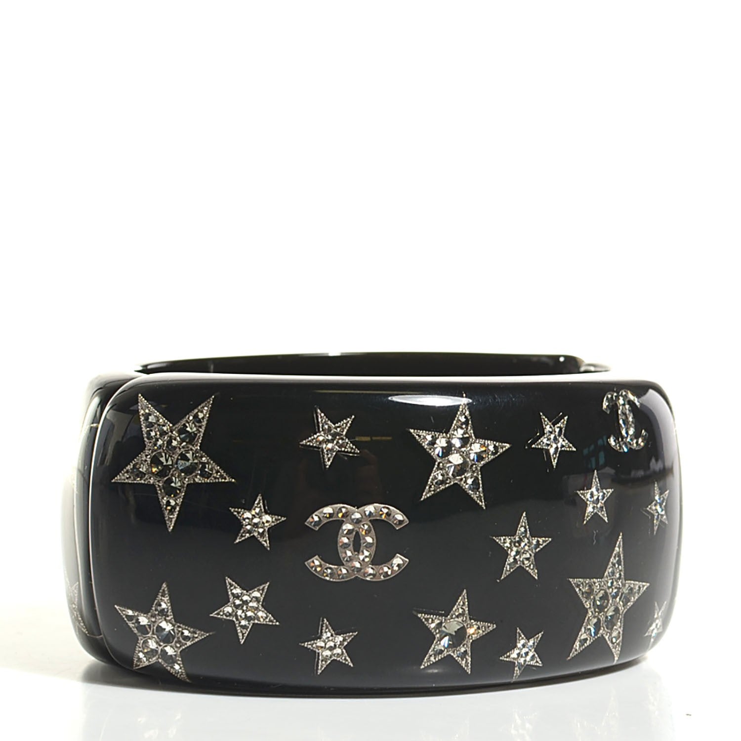 Chanel Resin Strass CC Stars Cuff Black 3 of 5