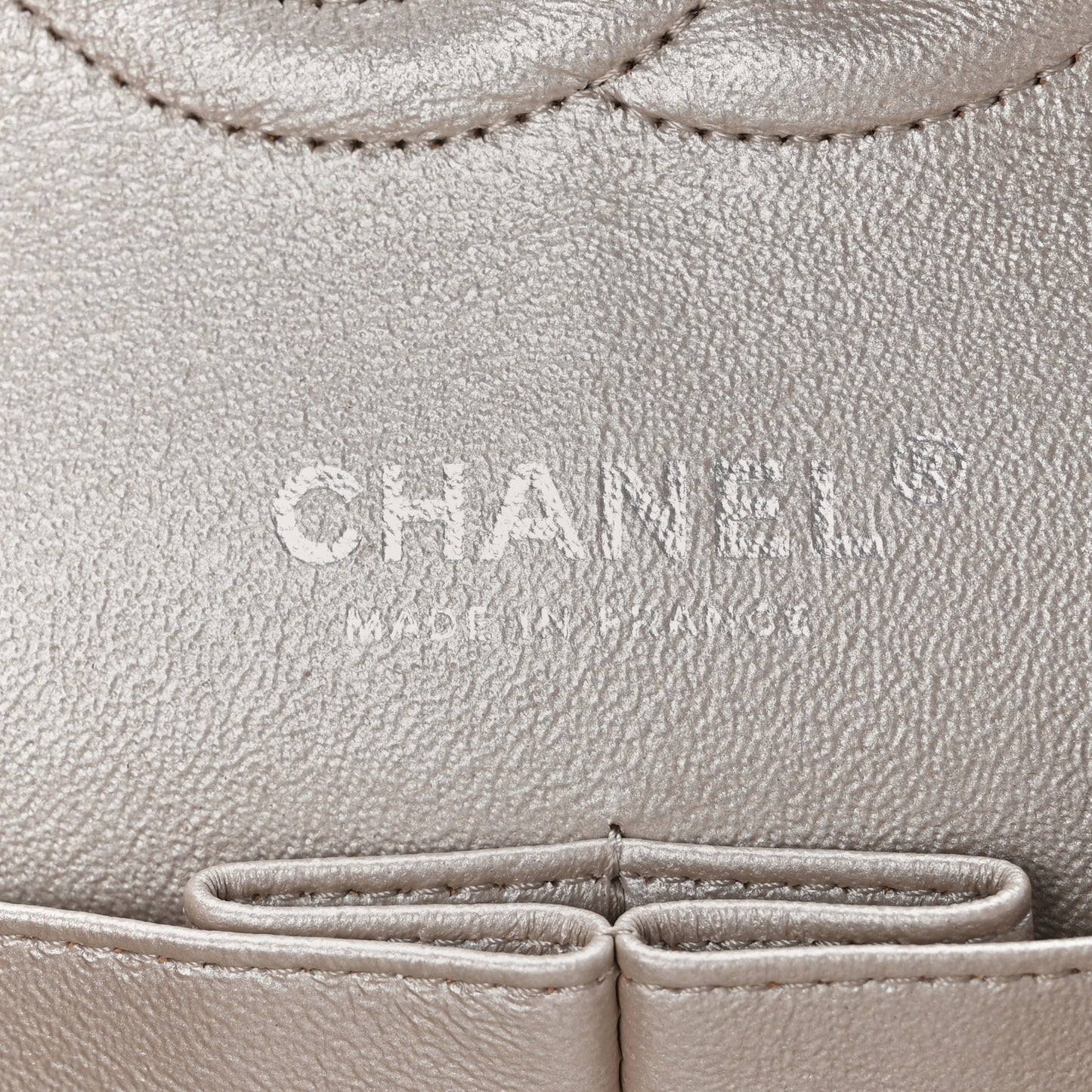 Iridescent Calfskin Medium Double Flap Light Gold