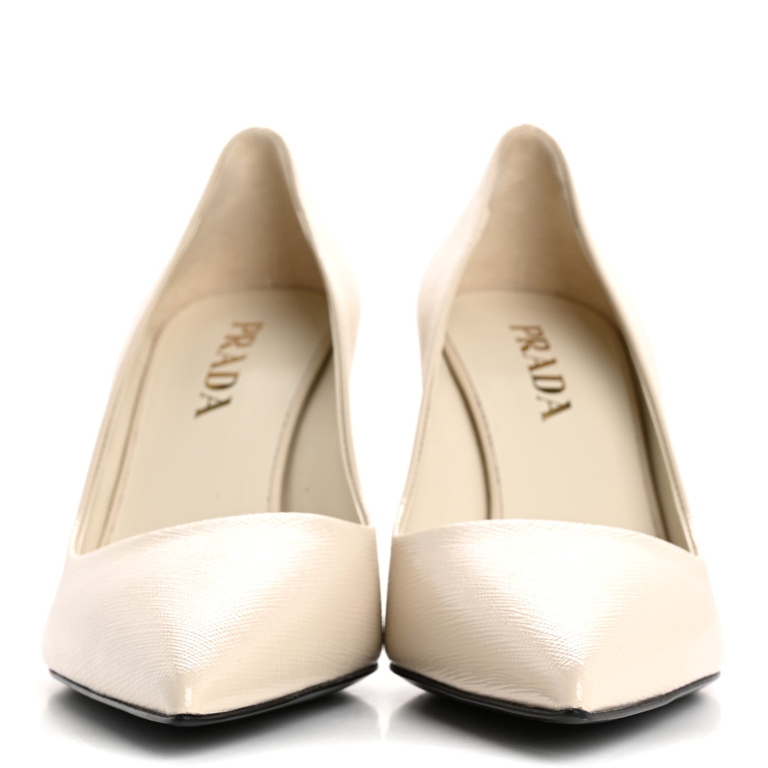 Prada Saffiano Vernice Pumps 37.5 White 3 of 8
