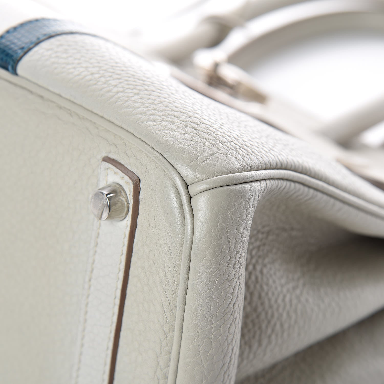 Hermes Taurillon Clemence Lizard Club Birkin 30 Gris Perle White Mykonos 37 of 38