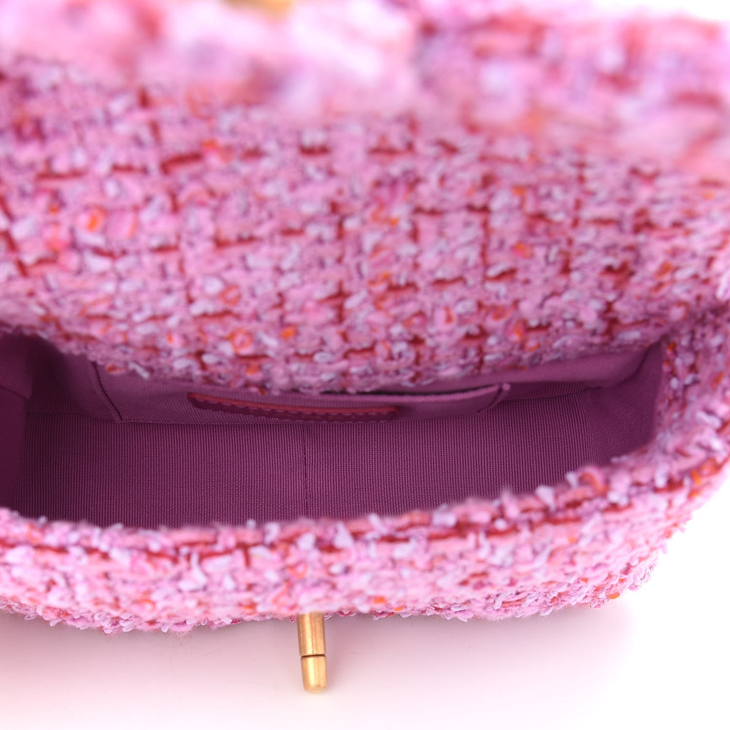 Chanel Tweed Enamel Quilted Mini Pending CC Square Flap Light Purple Pink Red 4 of 8