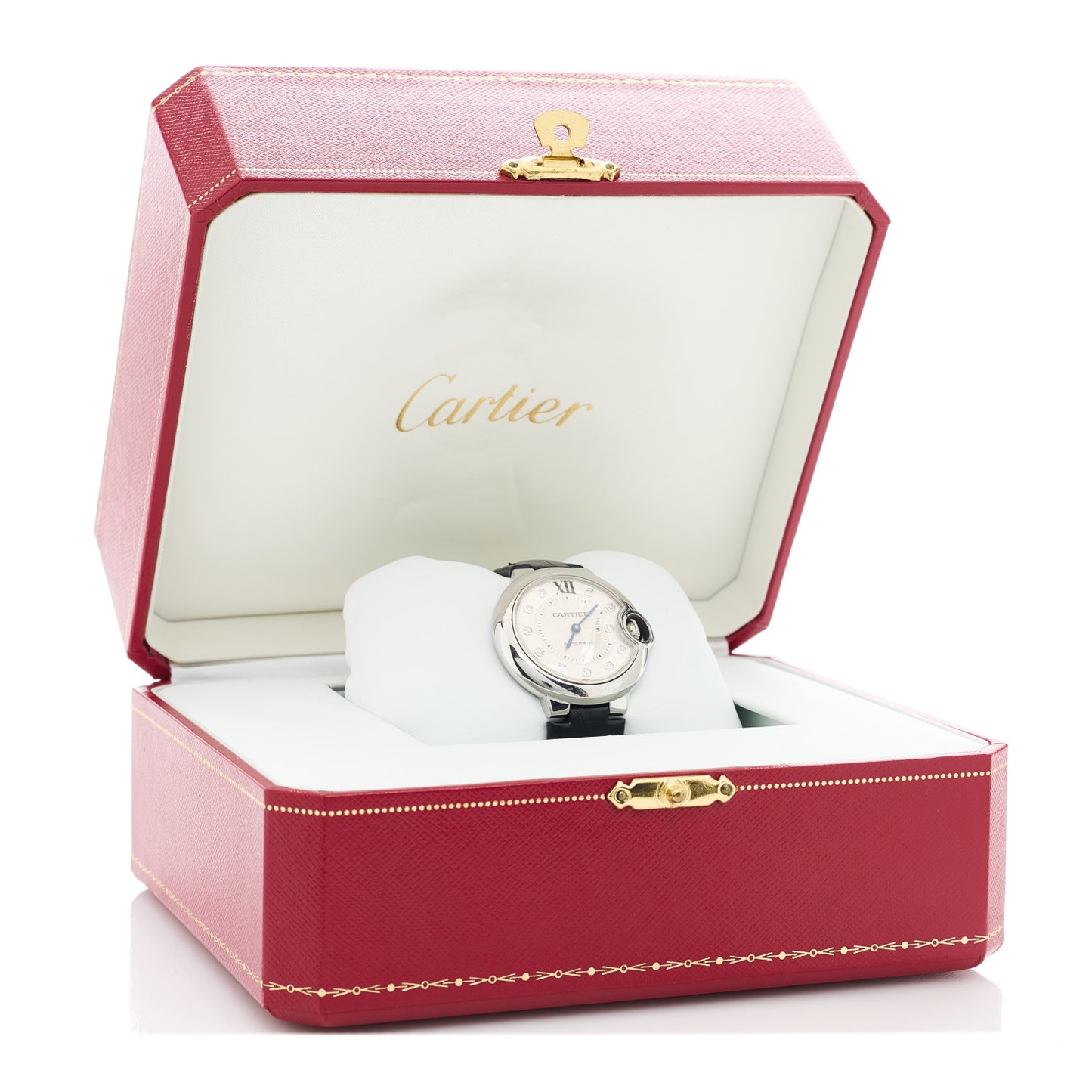 Stainless Steel Alligator Diamond 33mm Ballon Bleu De Cartier Automatic Watch