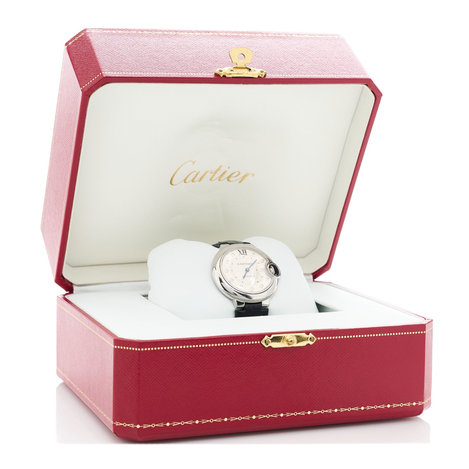 Cartier Stainless Steel Alligator Diamond 33mm Ballon Bleu De Cartier Automatic Watch 5 of 5
