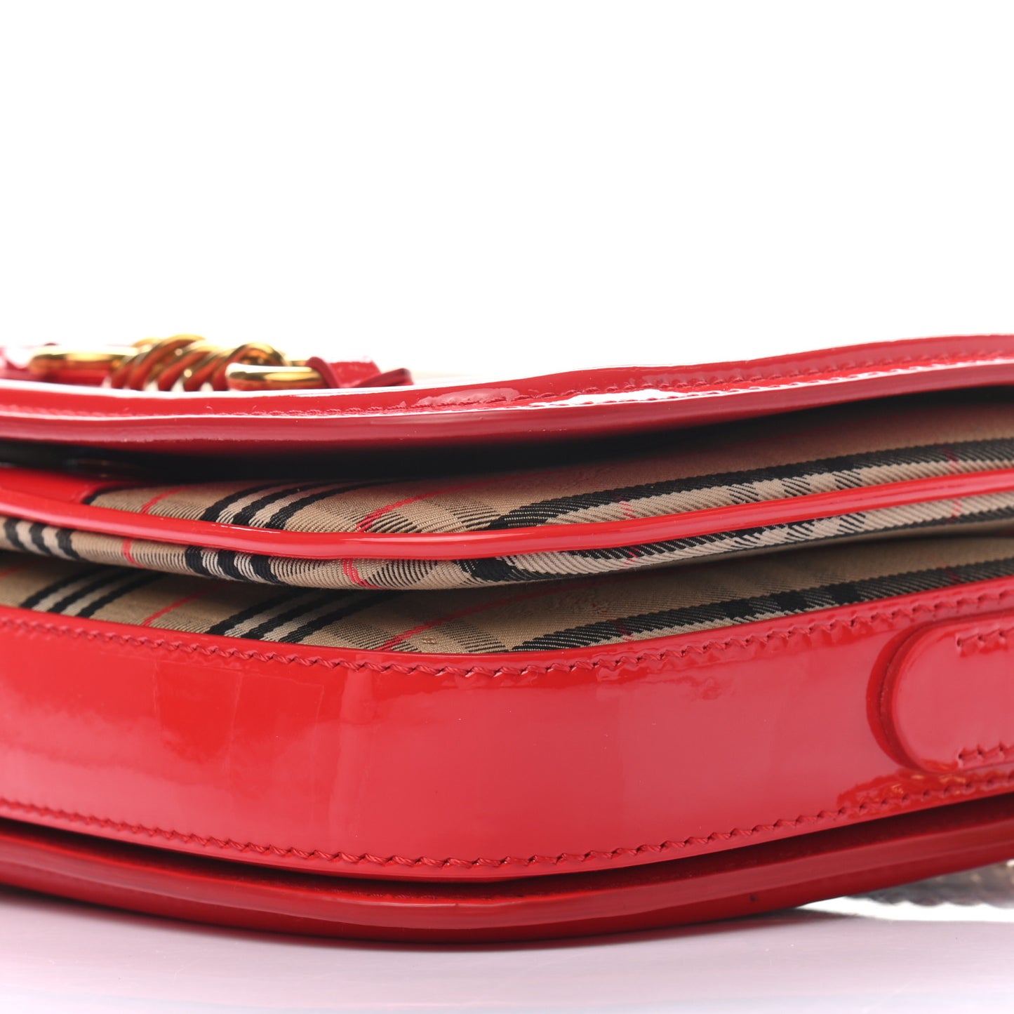 Patent 1983 Knight Check Link Shoulder Bag Bright Red
