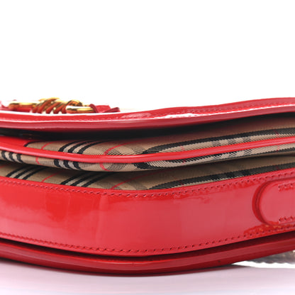 Burberry Patent 1983 Knight Check Link Shoulder Bag Bright Red 8 of 8