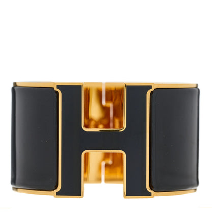 Hermes Enamel Extra Wide Clic Clac H Bracelet GM Black 1 of 3
