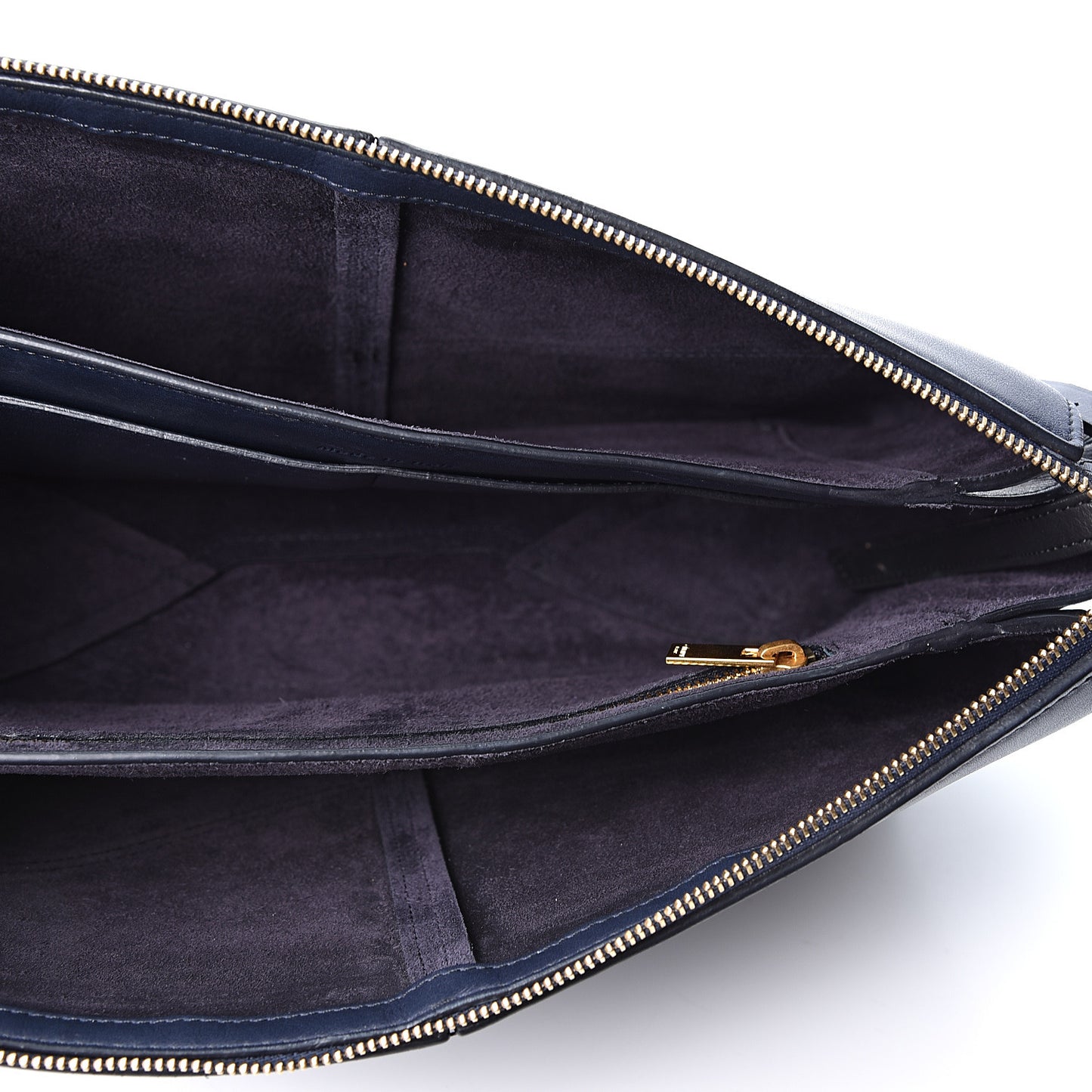 Supple Natural Calfskin Tri-Fold Clutch Black Blue